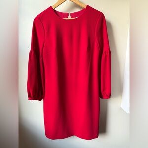 TRINA TURK Red Balloon Sleeve Sheath Dress Retro Dressy Feminine Elegant Opera 4
